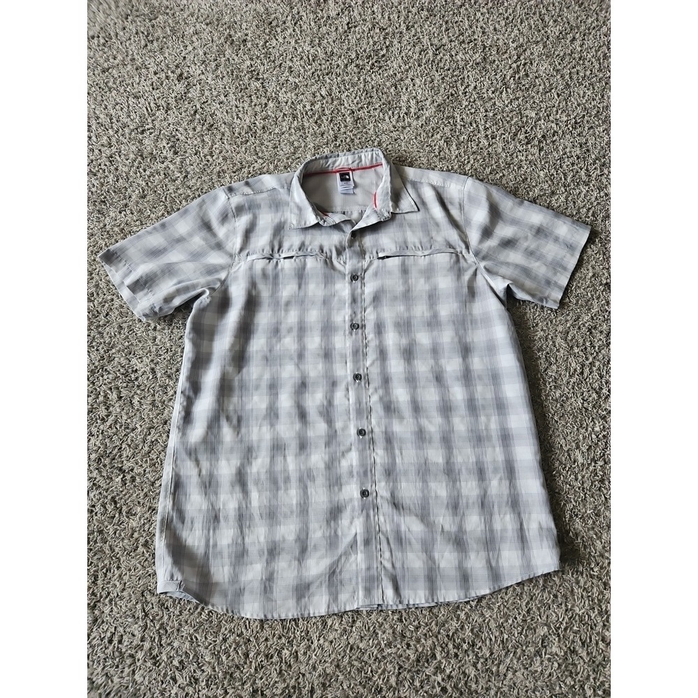 The North Face Mens Short Sleeve Button Shirt Size XL RN# 61661 CA#30516 Grey